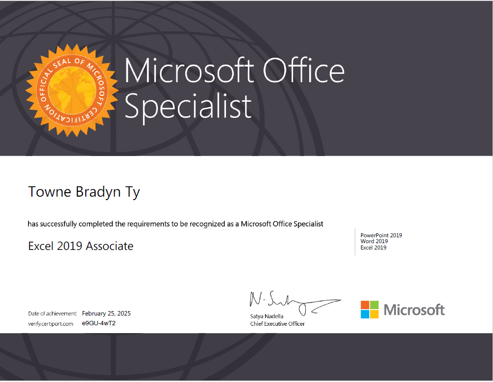 Microsoft Excel Certification