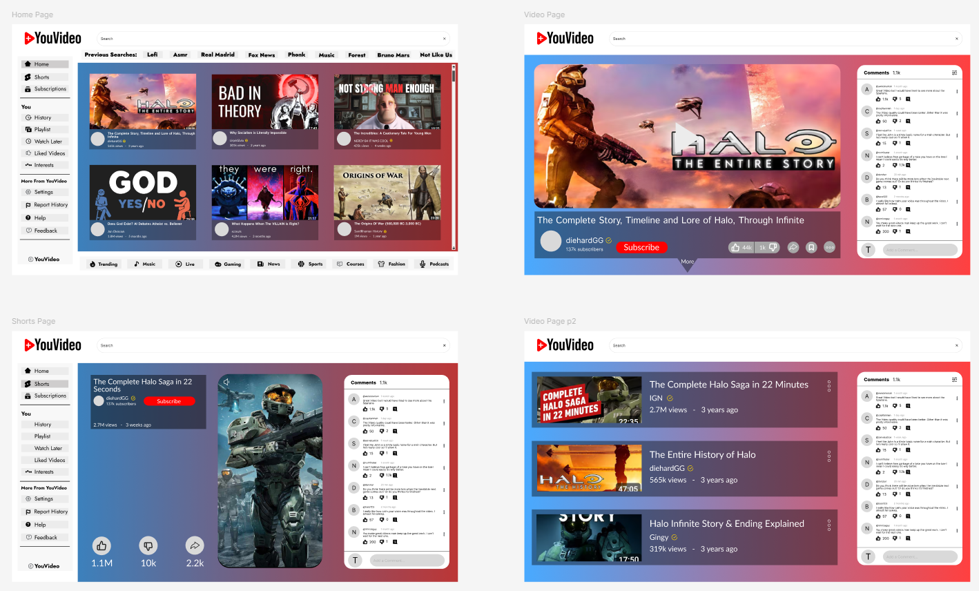 YouVideo UI Mockup